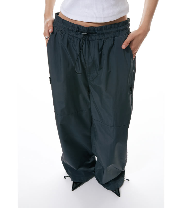 Zipper Detail Windbreaker Street Sports Long Pants [ID:0305PA]