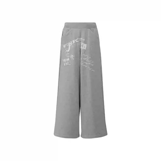 Graffiti Print Vintage Fleece Lined Relaxed Sweatpants [ID:0307PA]