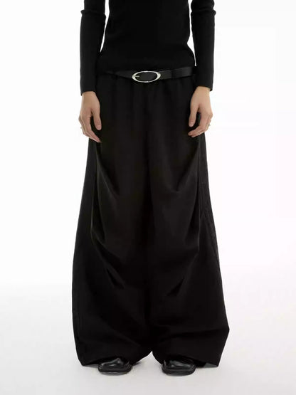 Tapered Pleated Lace Patch Relaxed Tailored Pants [ID:0308PA]