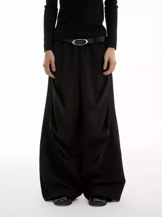 Tapered Pleated Lace Patch Relaxed Tailored Pants [ID:0308PA]