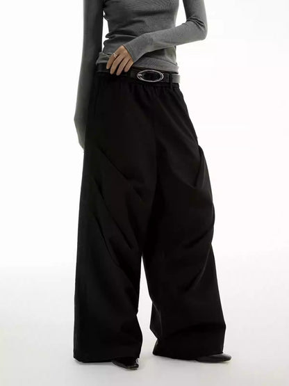 Tapered Pleated Lace Patch Relaxed Tailored Pants [ID:0308PA]
