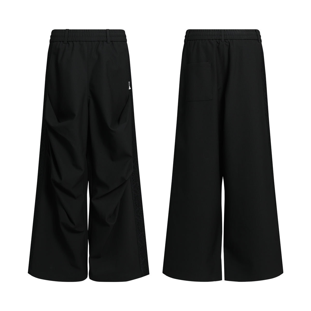 Tapered Pleated Lace Patch Relaxed Tailored Pants [ID:0308PA]