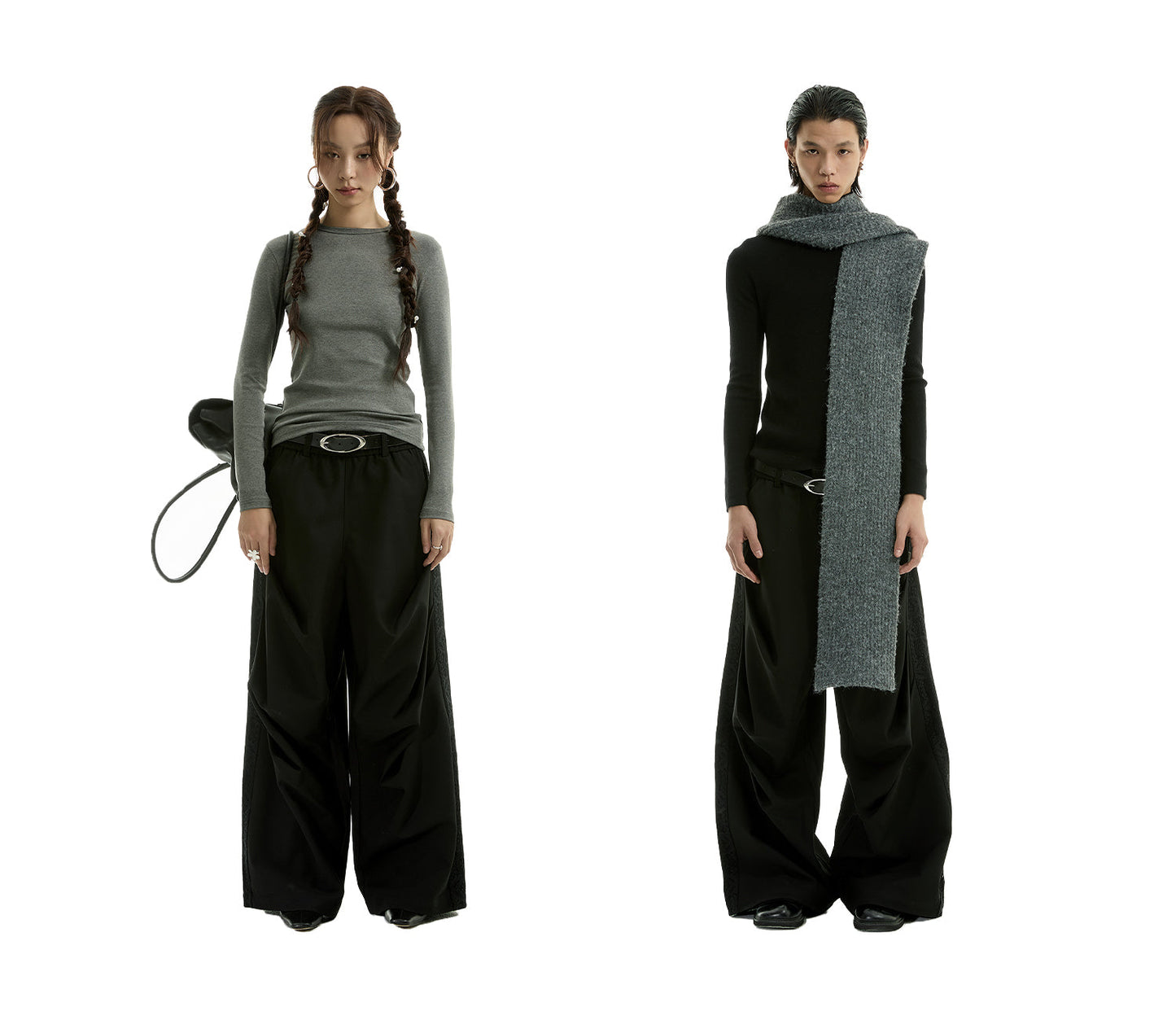 Tapered Pleated Lace Patch Relaxed Tailored Pants [ID:0308PA]