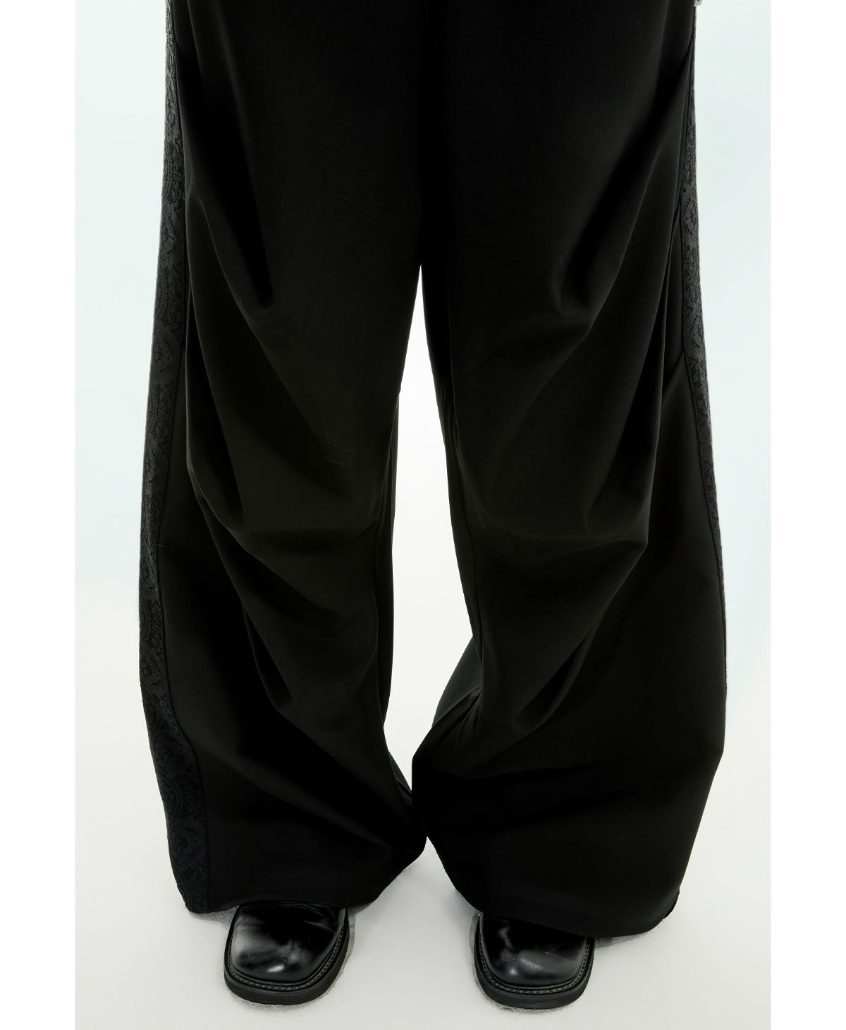 Tapered Pleated Lace Patch Relaxed Tailored Pants [ID:0308PA]