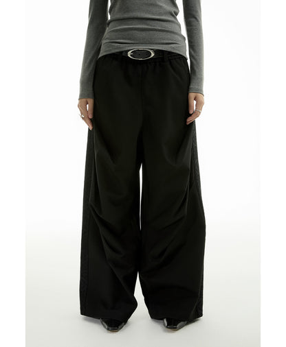 Tapered Pleated Lace Patch Relaxed Tailored Pants [ID:0308PA]