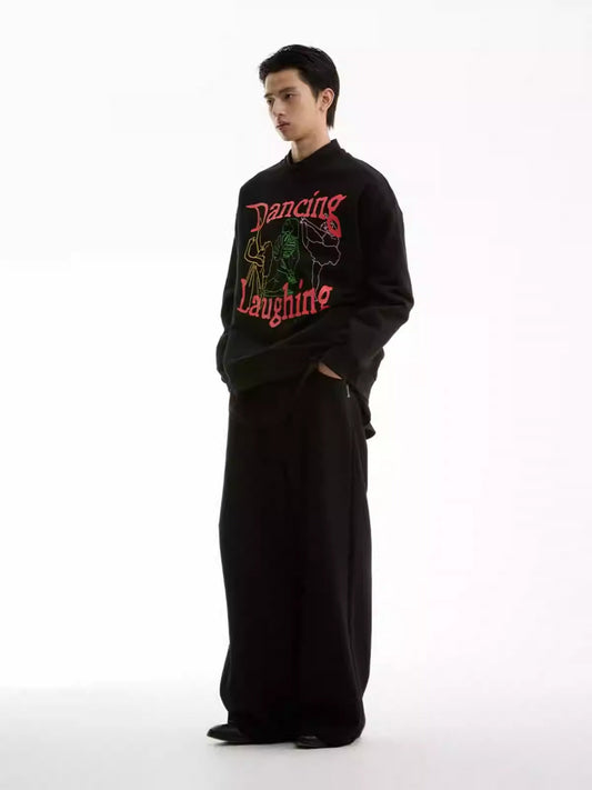 Solid Color Pleated Elastic Waist Straight Pants [ID:0312PA]
