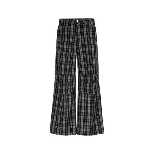 Pleated Check Pattern Relaxed Straight Pants [ID:0315PA]