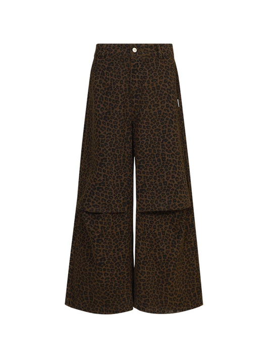 Dark Leopard Pleated Wide-Leg Casual Pants [ID:0321PA]