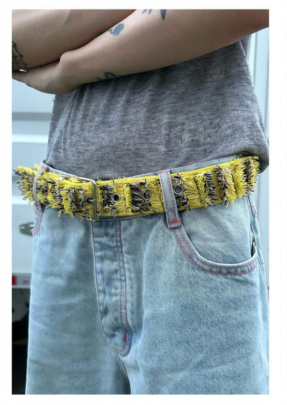 Retro Canvas Fur Belt Unisex Versatile Niche Design Belt [ID:0326BE]