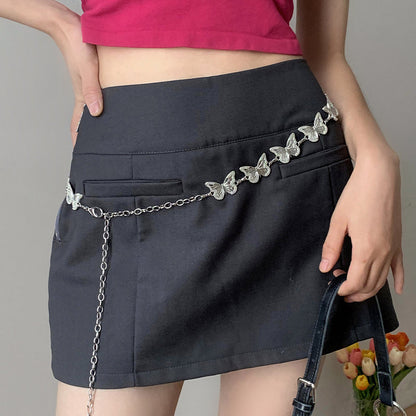 Butterfly Metal Waist Silver Chain Accessory Belt [ID:0328BE]