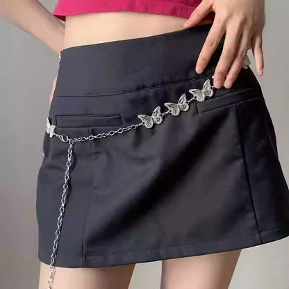 Butterfly Metal Waist Silver Chain Accessory Belt [ID:0328BE]