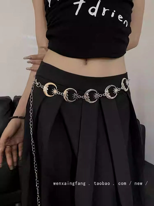 Metal Crescent Sunflower Waist Chain Fashionable Belt [ID:0329BE]