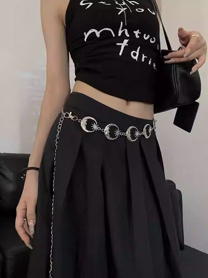 Metal Crescent Sunflower Waist Chain Fashionable Belt [ID:0329BE]