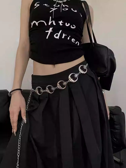 Metal Crescent Sunflower Waist Chain Fashionable Belt [ID:0329BE]