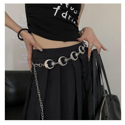 Metal Crescent Sunflower Waist Chain Fashionable Belt [ID:0329BE]