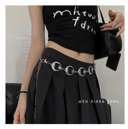 Metal Crescent Sunflower Waist Chain Fashionable Belt [ID:0329BE]