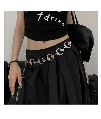 Metal Crescent Sunflower Waist Chain Fashionable Belt [ID:0329BE]