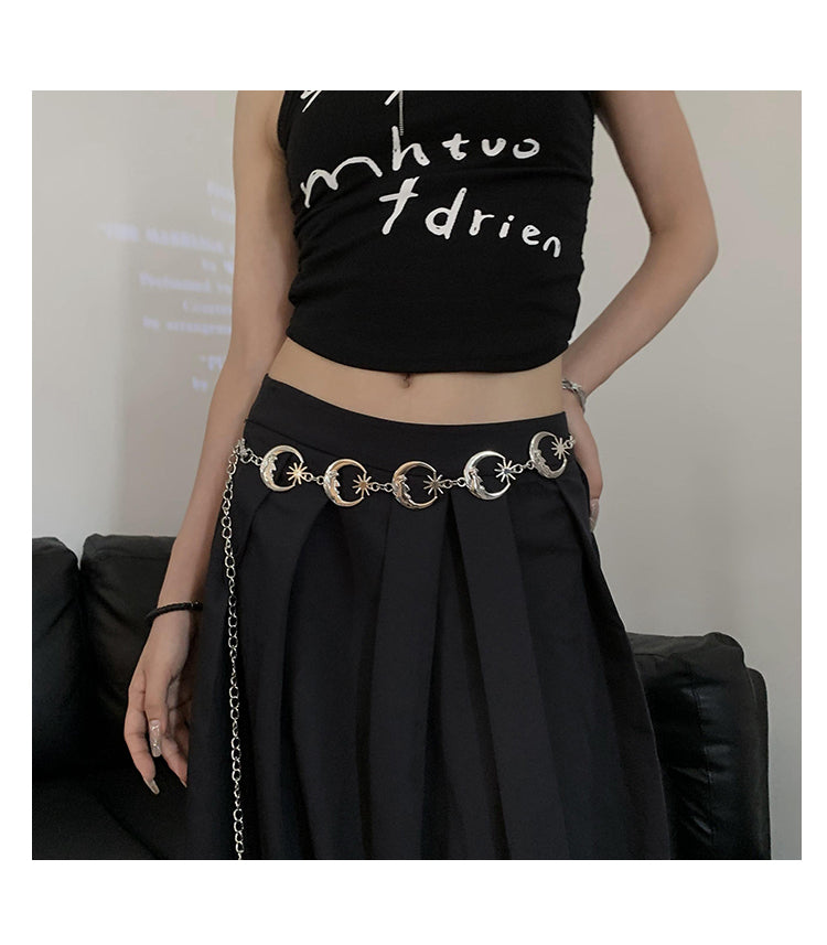 Metal Crescent Sunflower Waist Chain Fashionable Belt [ID:0329BE]