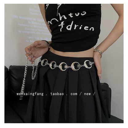 Metal Crescent Sunflower Waist Chain Fashionable Belt [ID:0329BE]