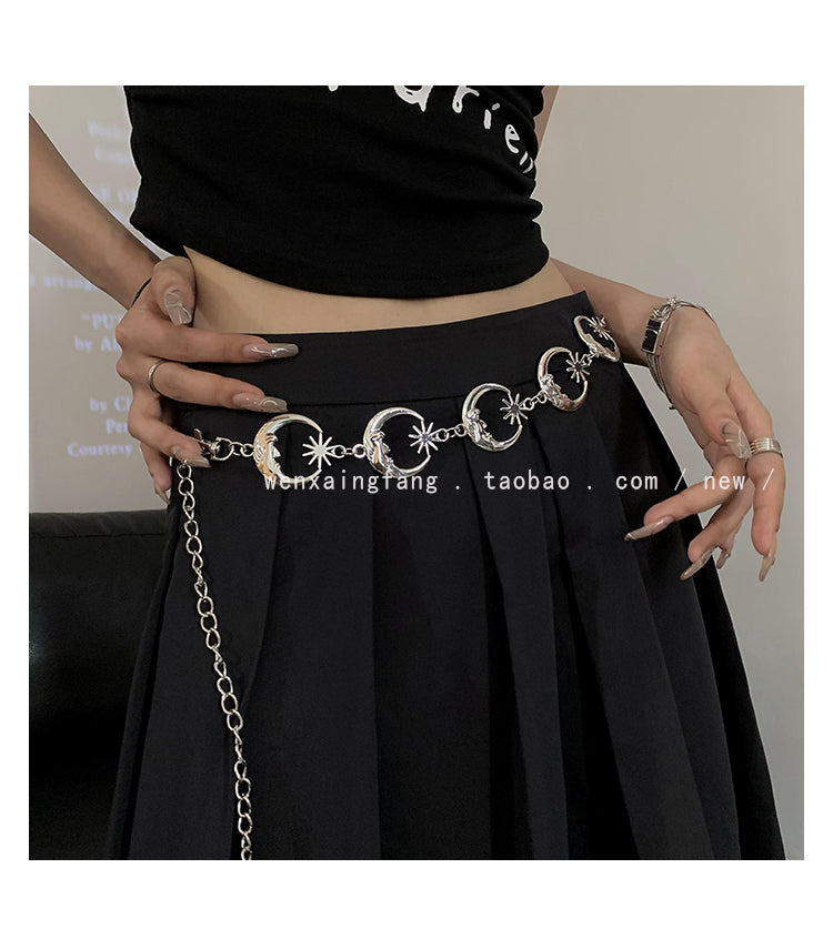 Metal Crescent Sunflower Waist Chain Fashionable Belt [ID:0329BE]