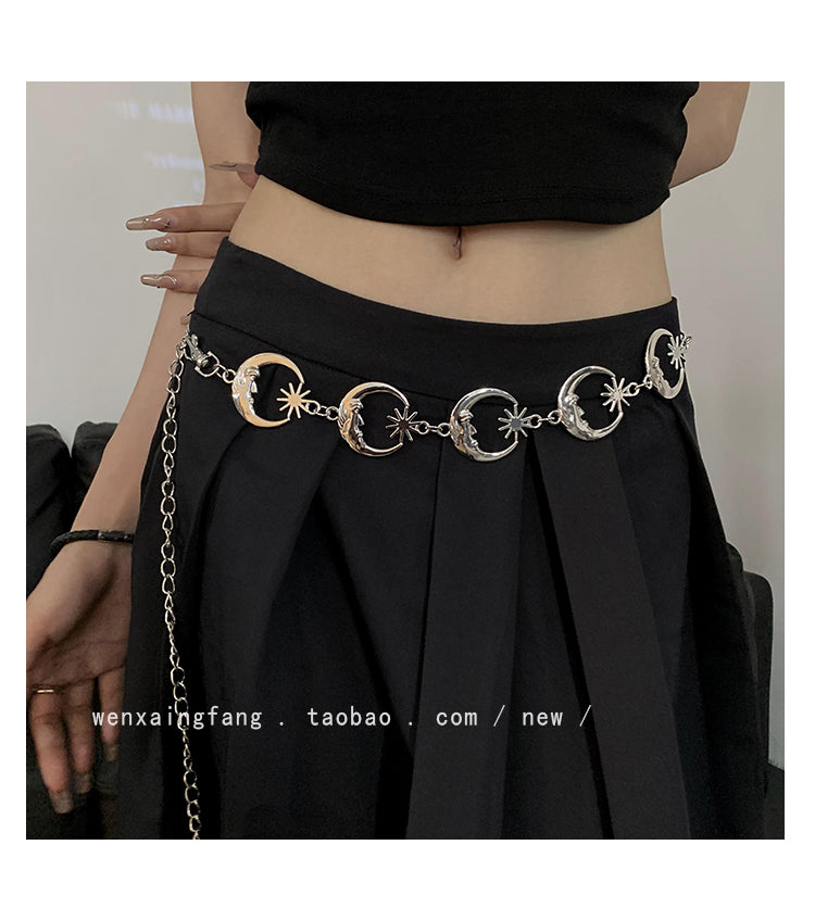 Metal Crescent Sunflower Waist Chain Fashionable Belt [ID:0329BE]