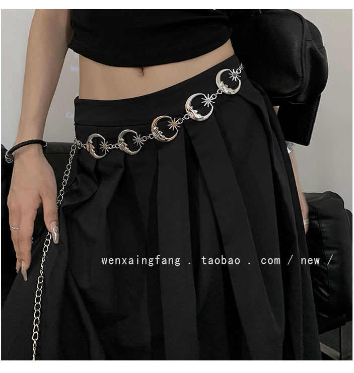 Metal Crescent Sunflower Waist Chain Fashionable Belt [ID:0329BE]