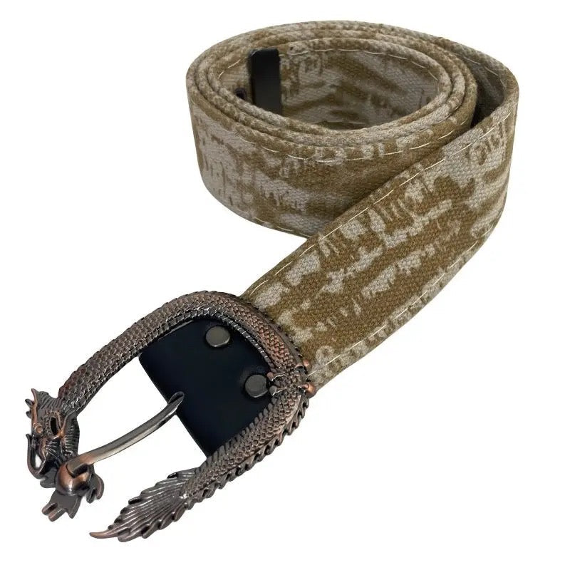 Dragon Buckle Chinese Taste Durable Denim Belt [ID:0335BE]