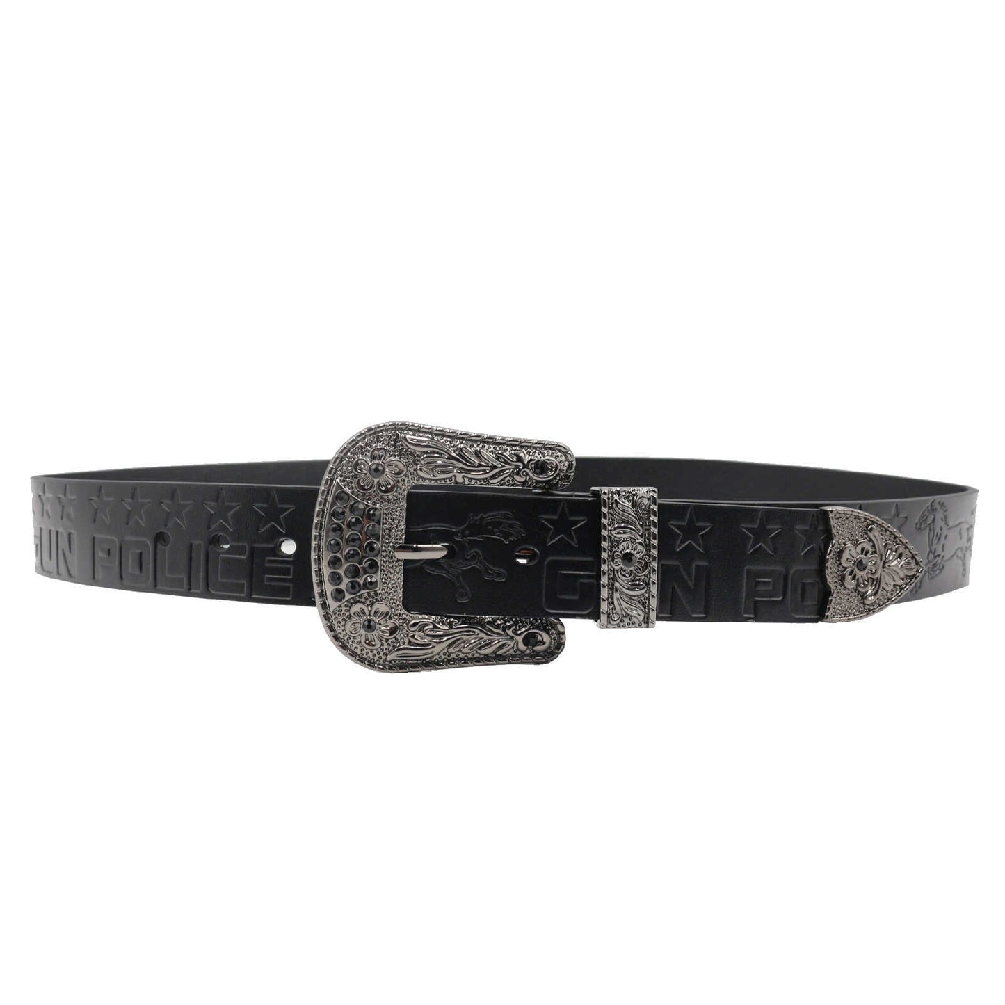 Print Carved Cowhide Rhinestones Rock Western Belt [ID:0336BE]