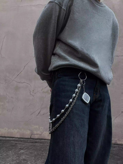 Y2K Pearl and Metal Punk Design Waist Chain [ID:0341CH]