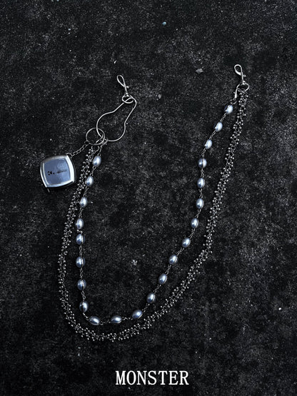 Y2K Pearl and Metal Punk Design Waist Chain [ID:0341CH]