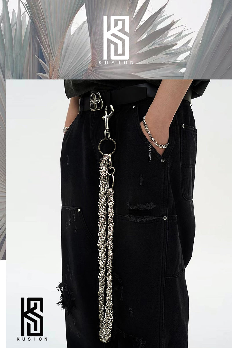 RAF Style Hip-Hop Metal Braided Unisex Waist Chain [ID:0352CH]