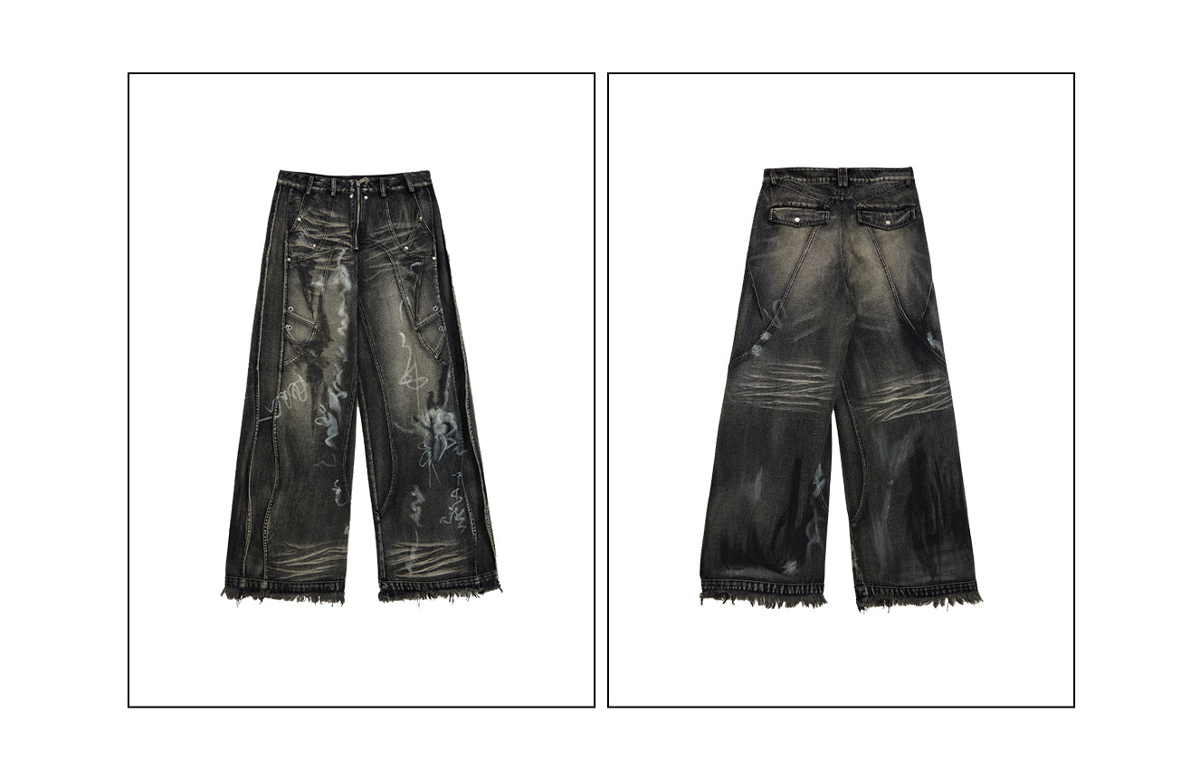 PERSONSOUL Personsoul Graffiti Contour Jeans ワイドデニム