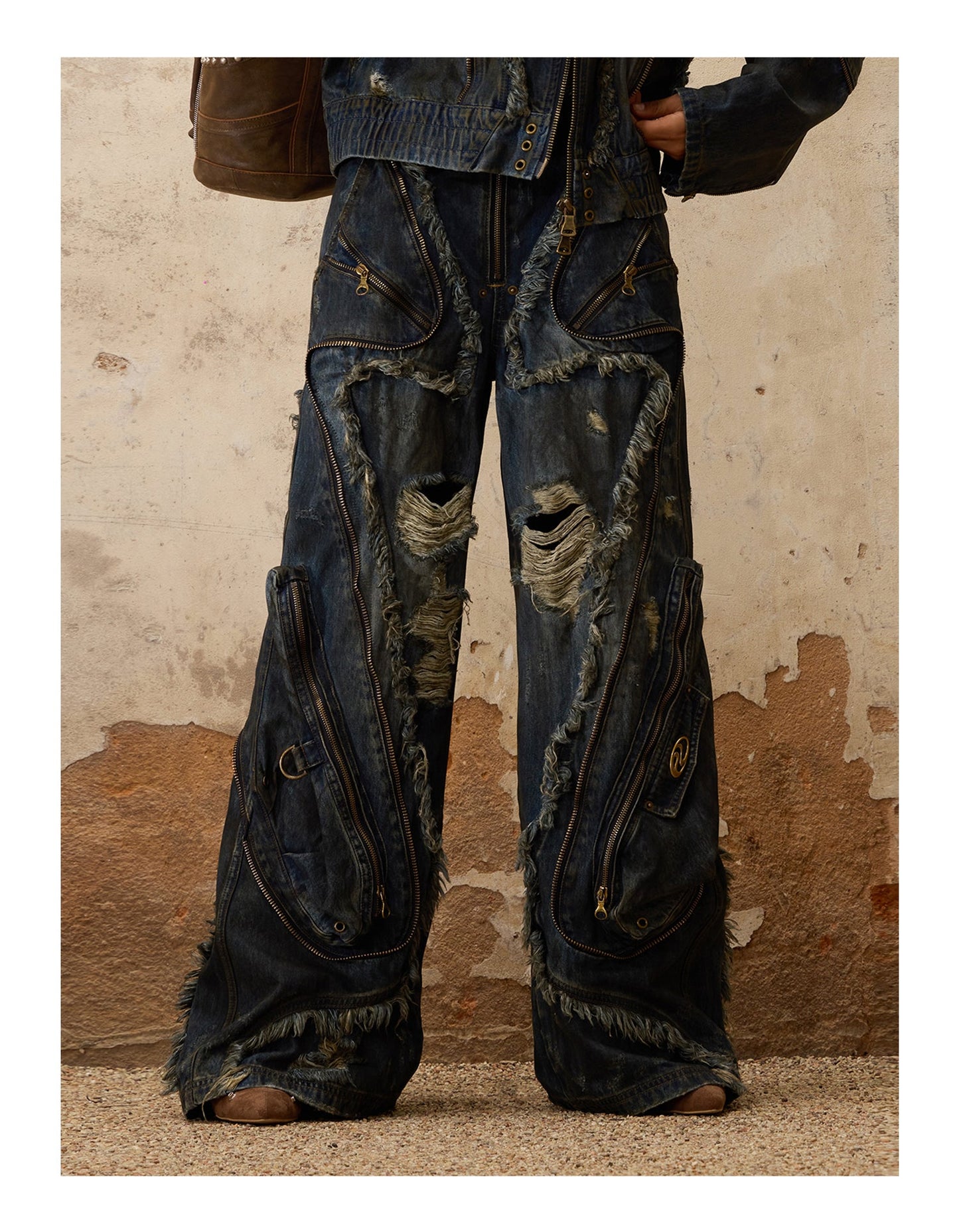 Personsoul Aliens Dirty Ripped Denim Jeans [ID:0365PA]