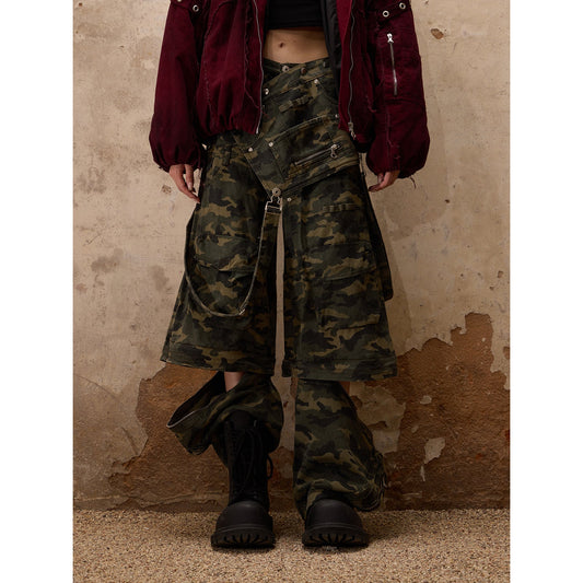 Personsoul Camouflage Overalls with Zip-Off Legs [ID:0368PA]