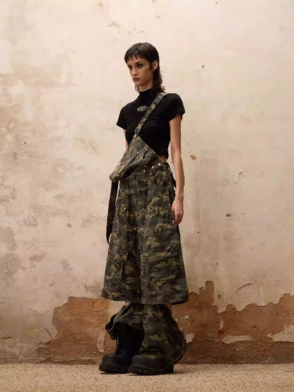 Personsoul Camouflage Overalls with Zip-Off Legs [ID:0368PA]