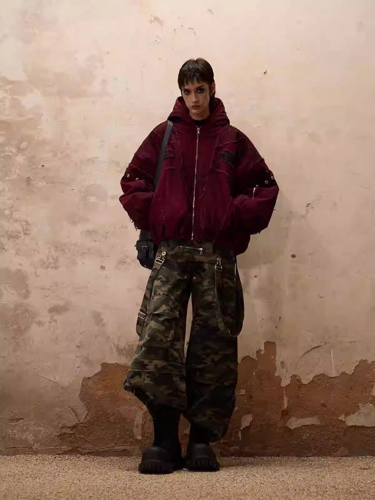 PERSONSOUL Personsoul Camouflage Overalls with Zip-Off Legs ワイド