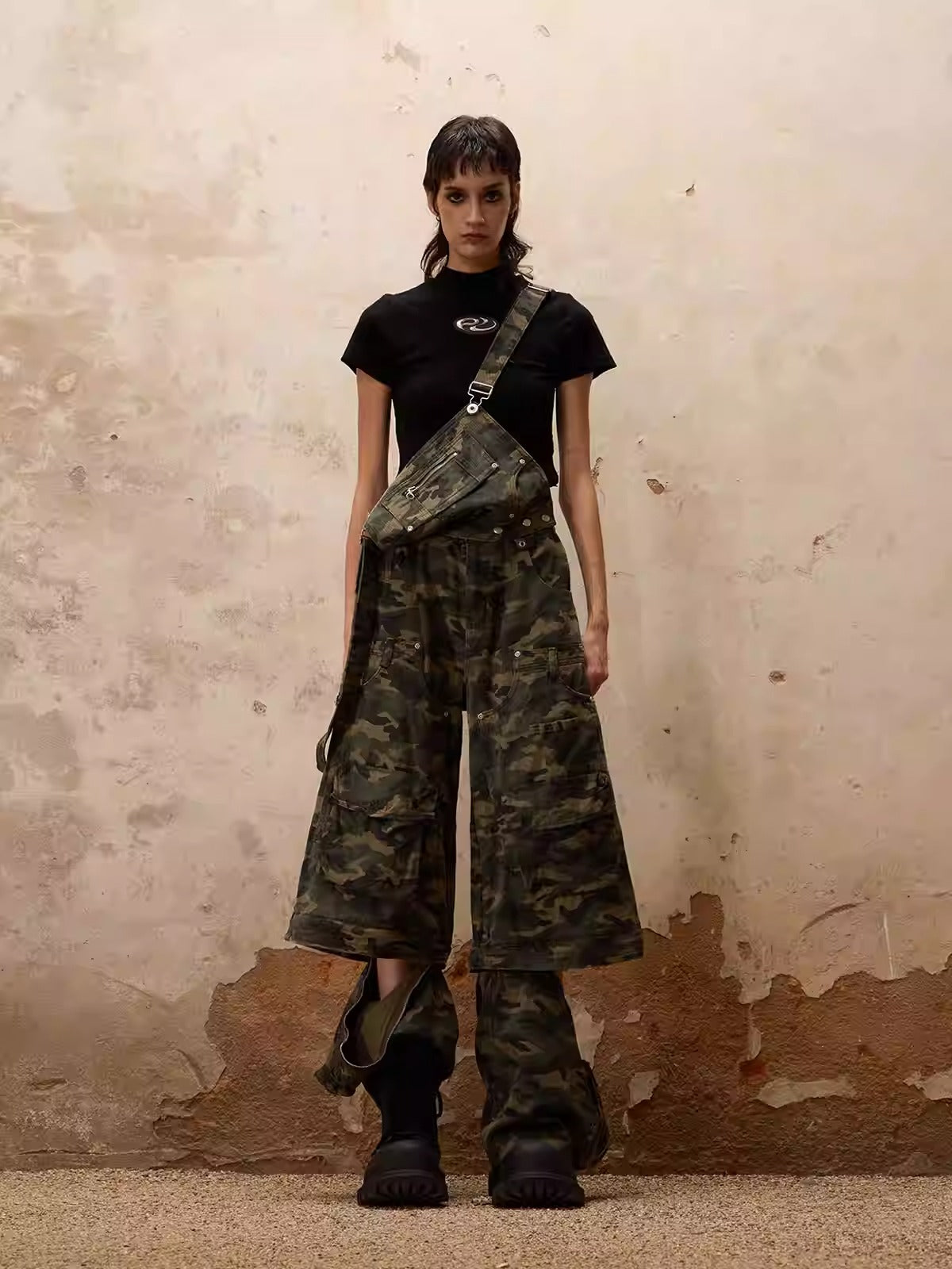 Personsoul Camouflage Overalls with Zip-Off Legs [ID:0368PA]