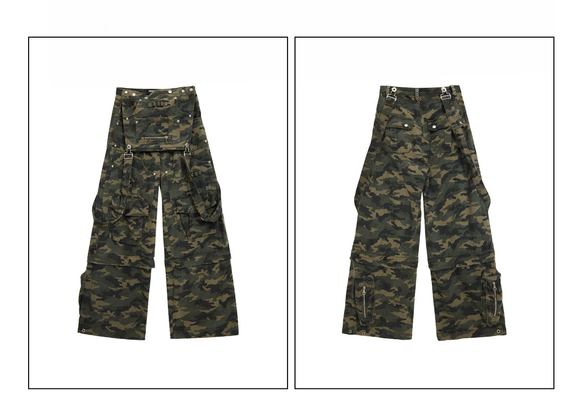 Personsoul Camouflage Overalls with Zip-Off Legs [ID:0368PA]