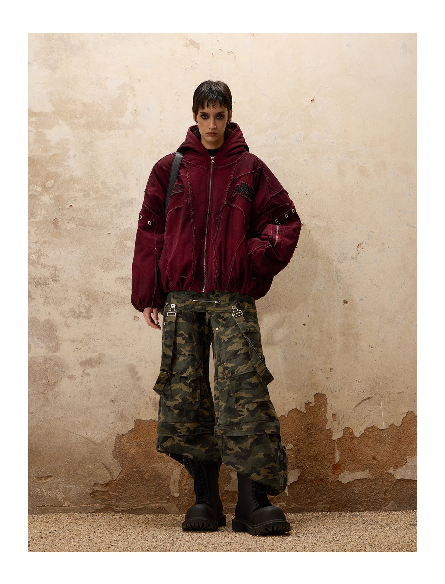 PERSONSOUL Personsoul Camouflage Overalls with Zip-Off Legs ワイド