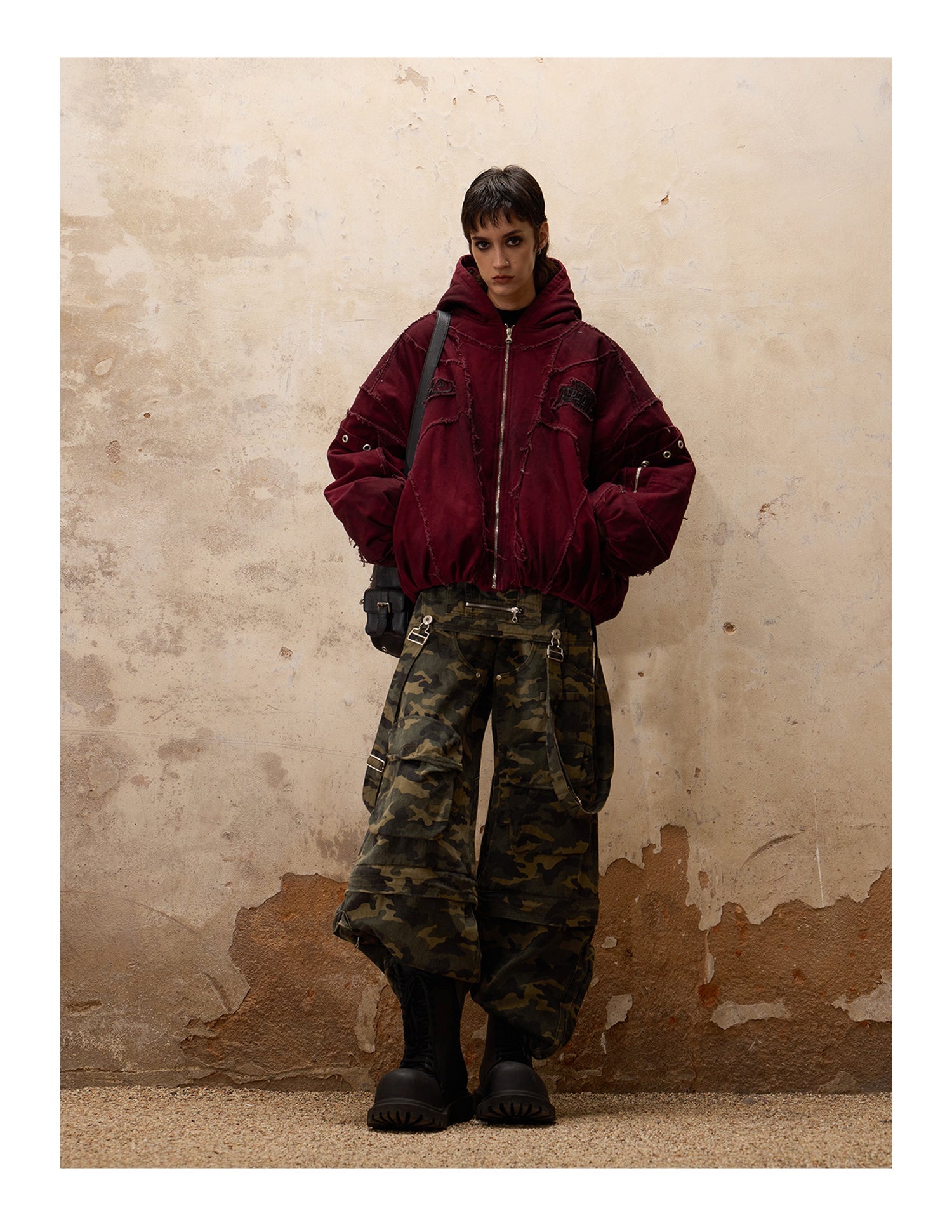 PERSONSOUL Personsoul Camouflage Overalls with Zip-Off Legs ワイド