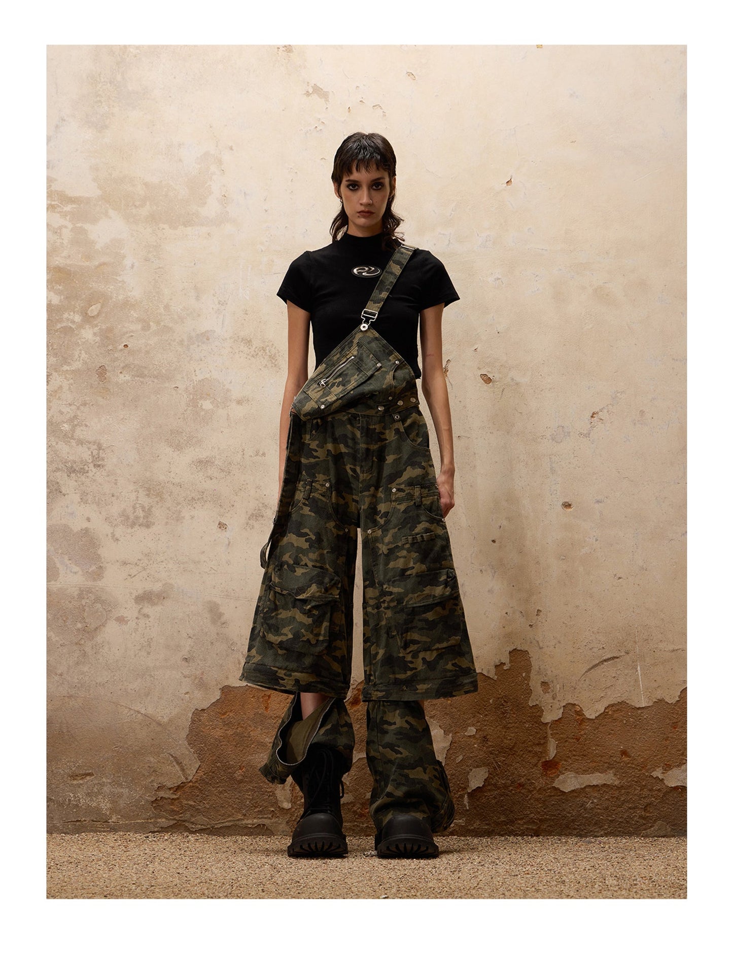 Personsoul Camouflage Overalls with Zip-Off Legs [ID:0368PA]