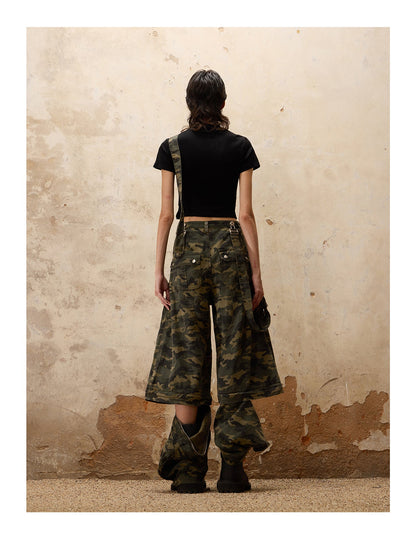 Personsoul Camouflage Overalls with Zip-Off Legs [ID:0368PA]