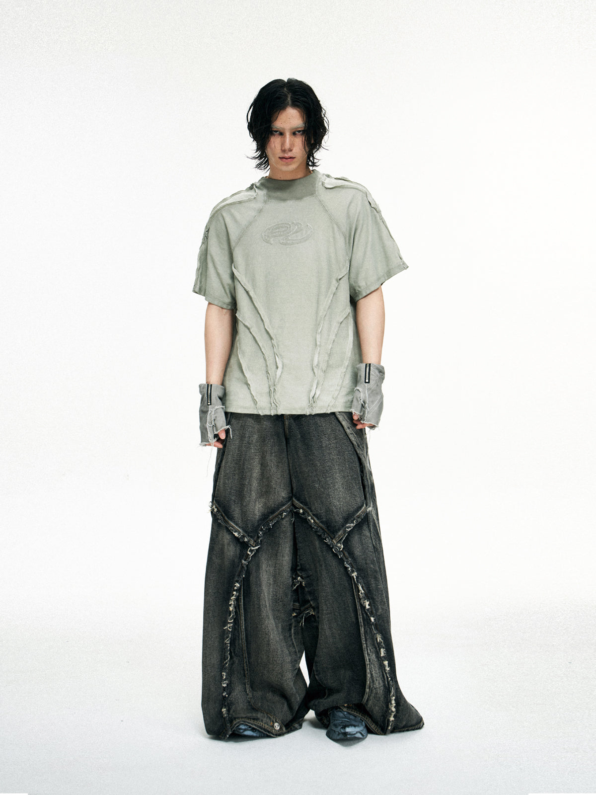 Personsoul Folded Structure Baggy Jeans [ID:0369PA]