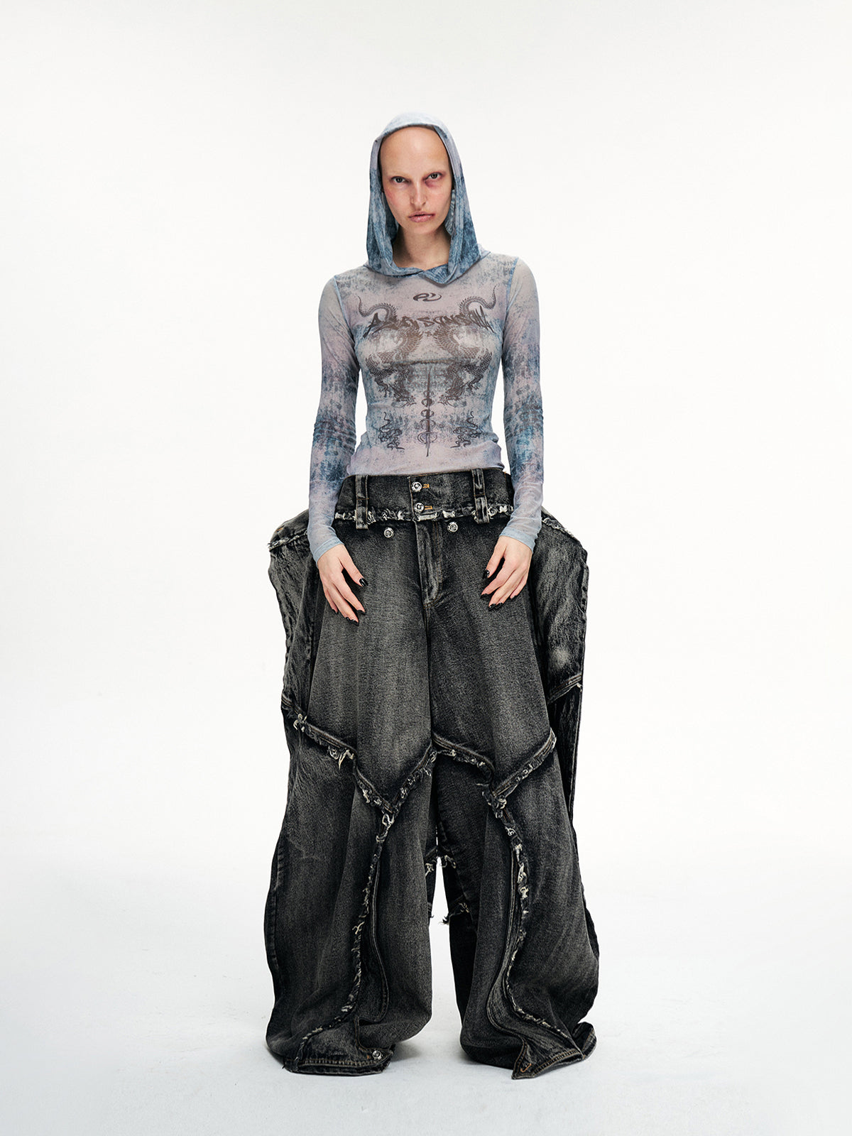 Personsoul Folded Structure Baggy Jeans [ID:0369PA]