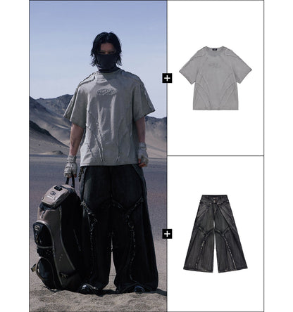 Personsoul Folded Structure Baggy Jeans [ID:0369PA]