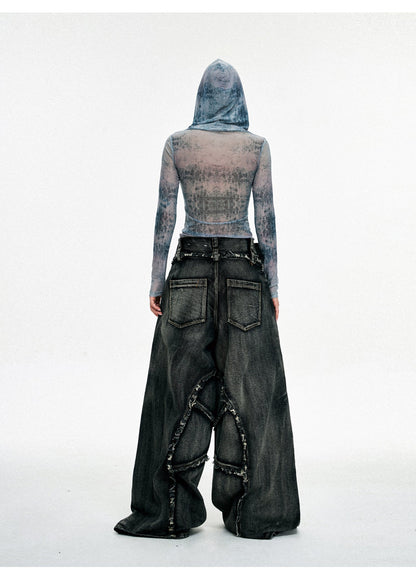 Personsoul Folded Structure Baggy Jeans [ID:0369PA]