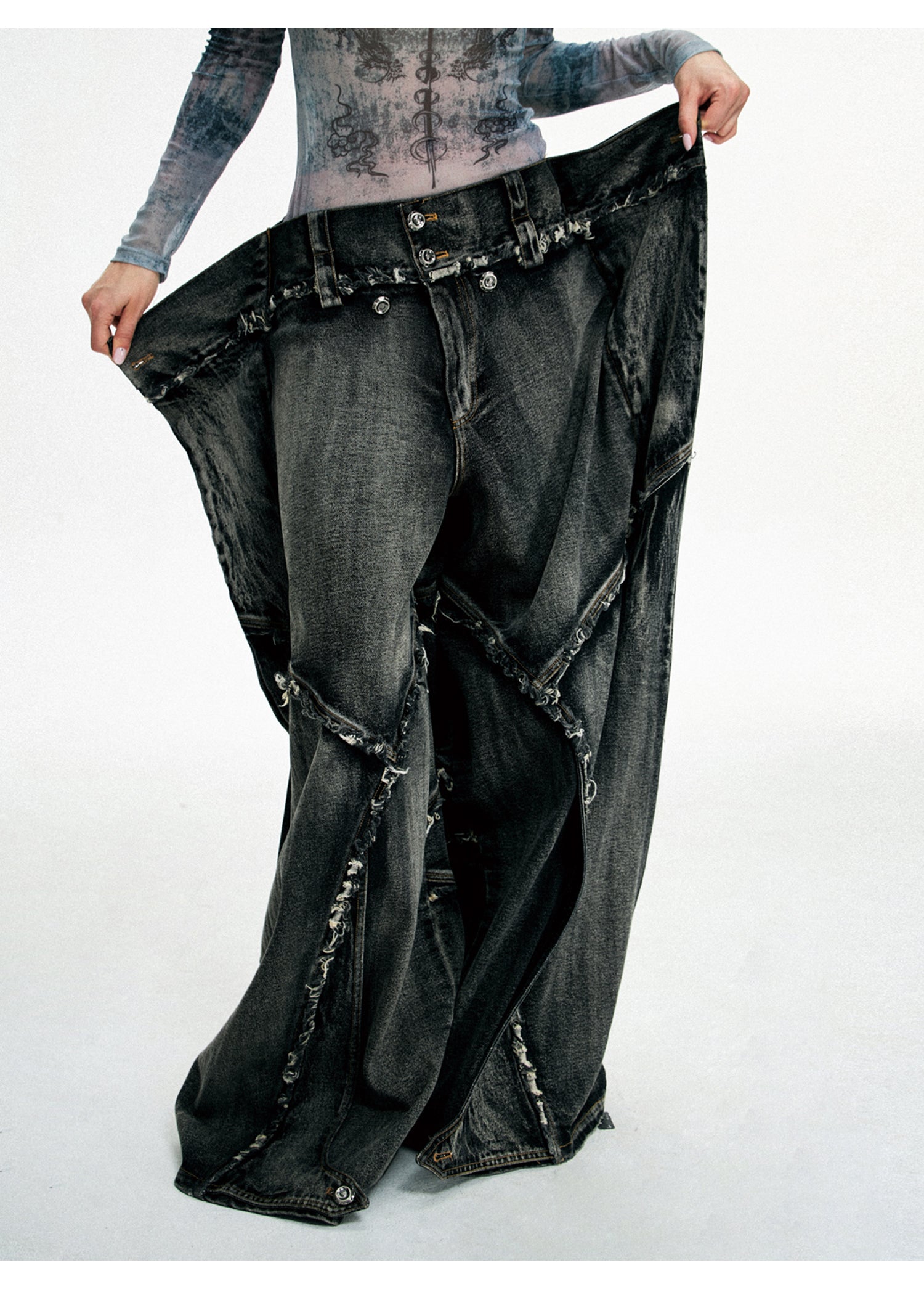 PERSONSOUL Personsoul Folded Structure Baggy Jeans ワイドデニム