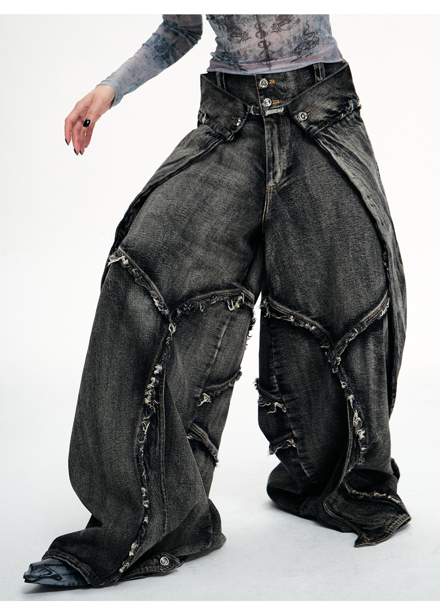 PERSONSOUL Personsoul Folded Structure Baggy Jeans ワイドデニム