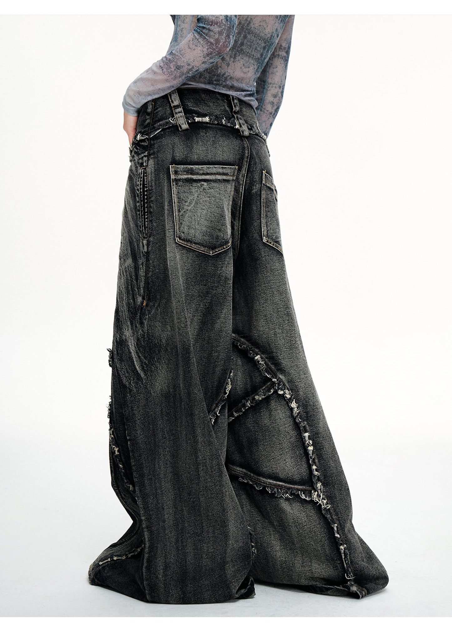 Personsoul Folded Structure Baggy Jeans [ID:0369PA]