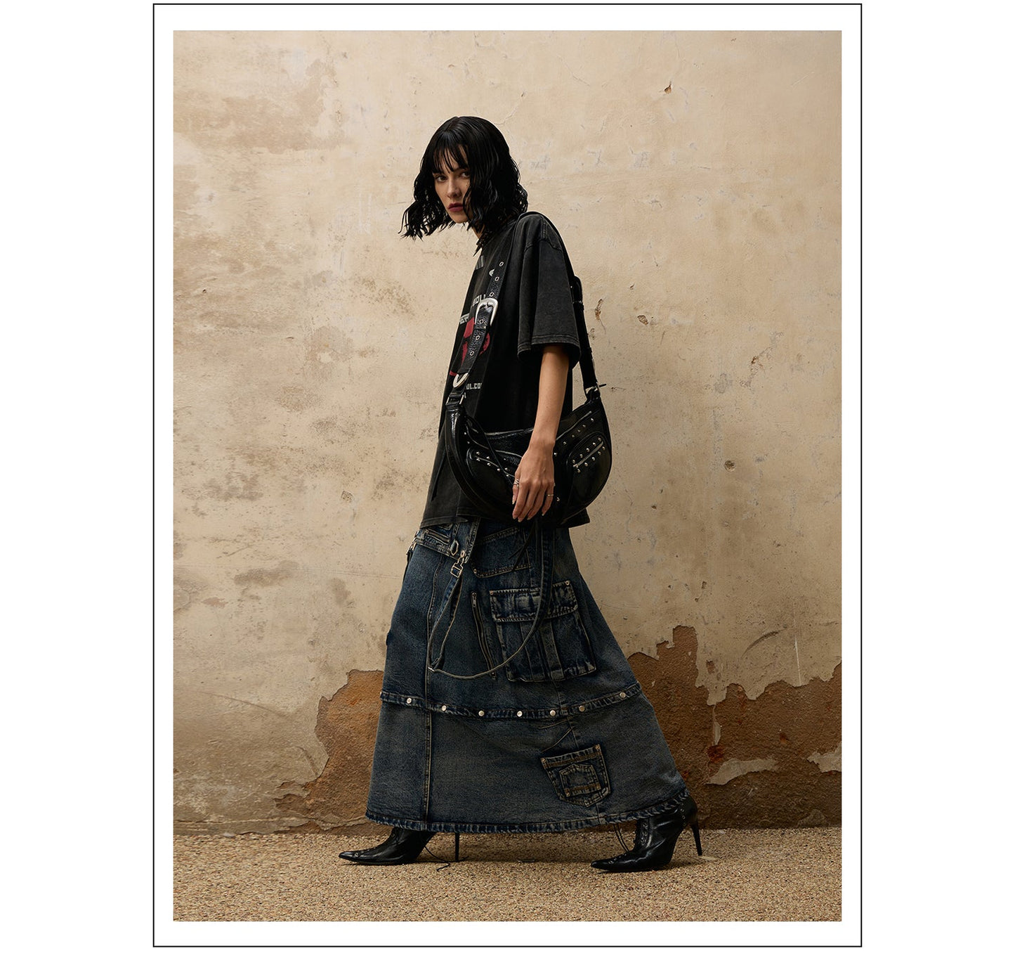 Personsoul Maxi Denim Dungarees Skirt [ID:0371SK]